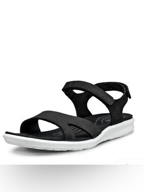 ECCO Cruise II Comfort Leather Sandals Black EU 40 US 9-9.5 NWOT